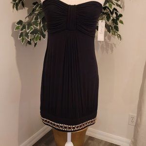 Sky Black like new strapless dress with gold jewels